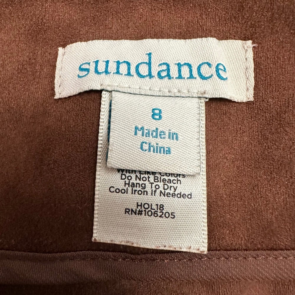 Sundance Brown Faux Suede Boho Ankle Pants Size 8 High Rise Stretch Trousers - Picture 2 of 10